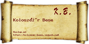 Koloszár Bese névjegykártya